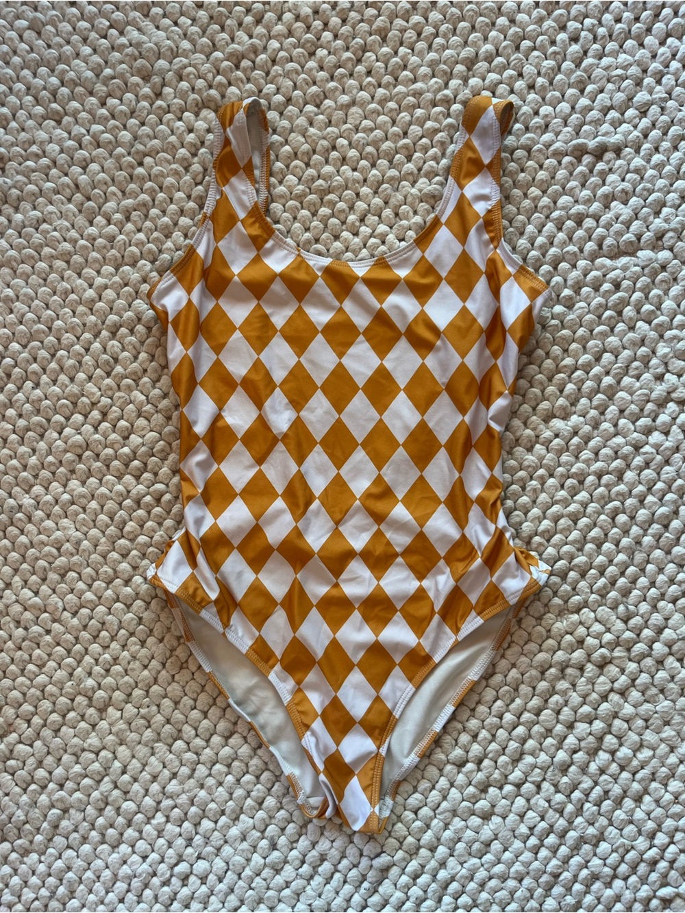OAS Mustard & White Diamond-Check One-Piece Swimsuit